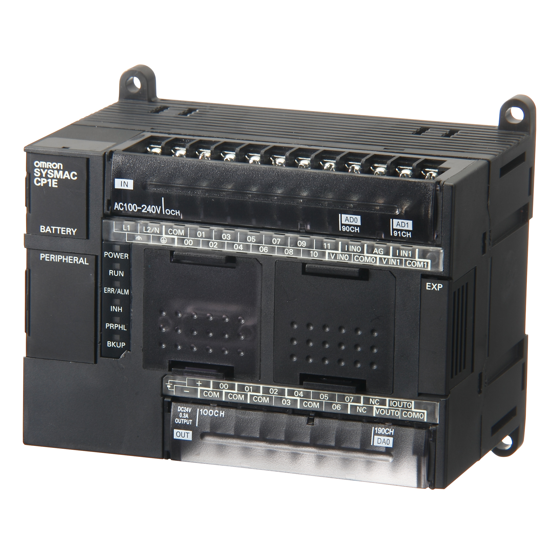 PLC, 100-240 VAC supply, 12 x 24 VDC inputs, 8 x relay outputs 2 A, 2 x analog inputs