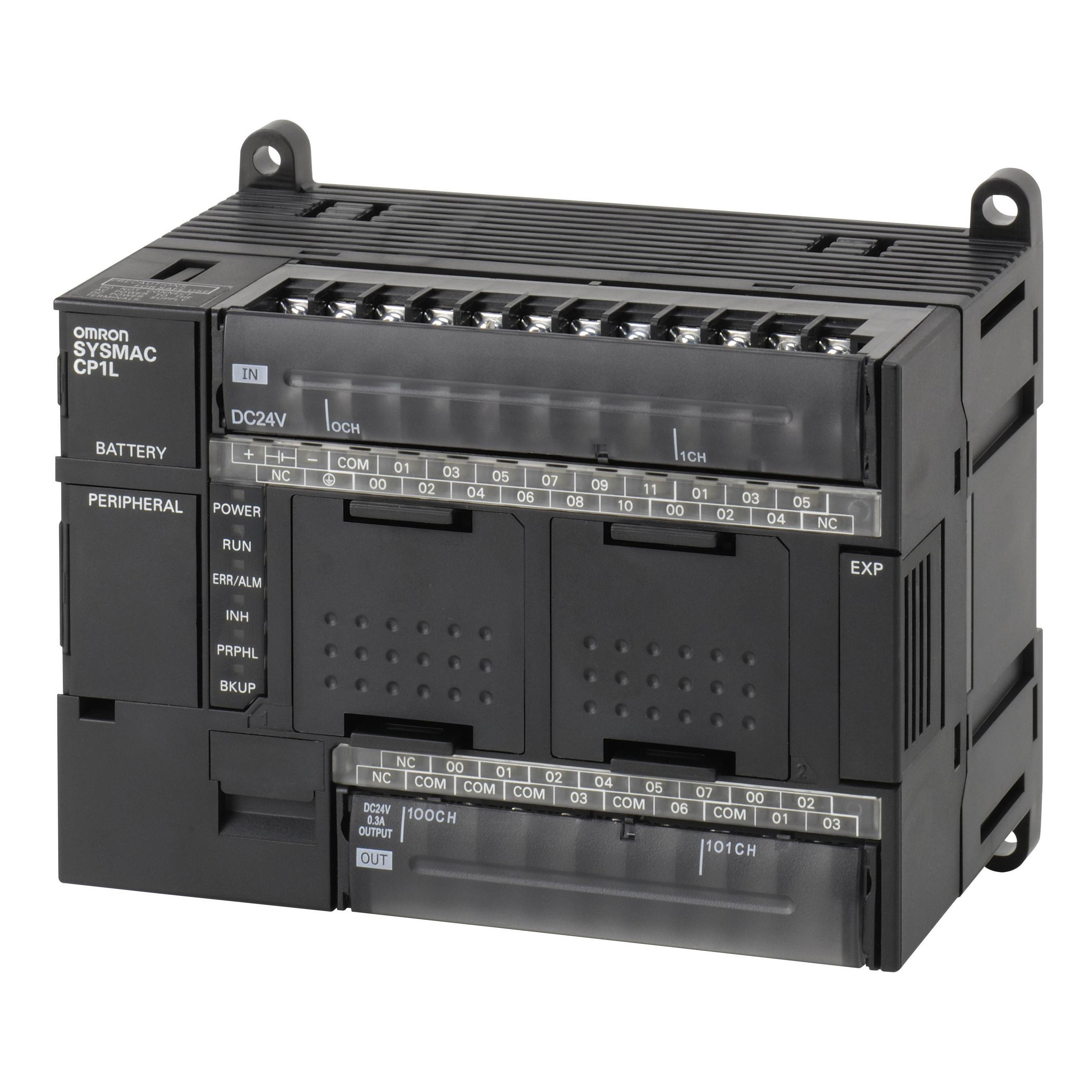 PLC, 24 VDC supply, 18 x 24 VDC inputs, 12 x PNP outputs 0.3 A, 10K steps program + 3