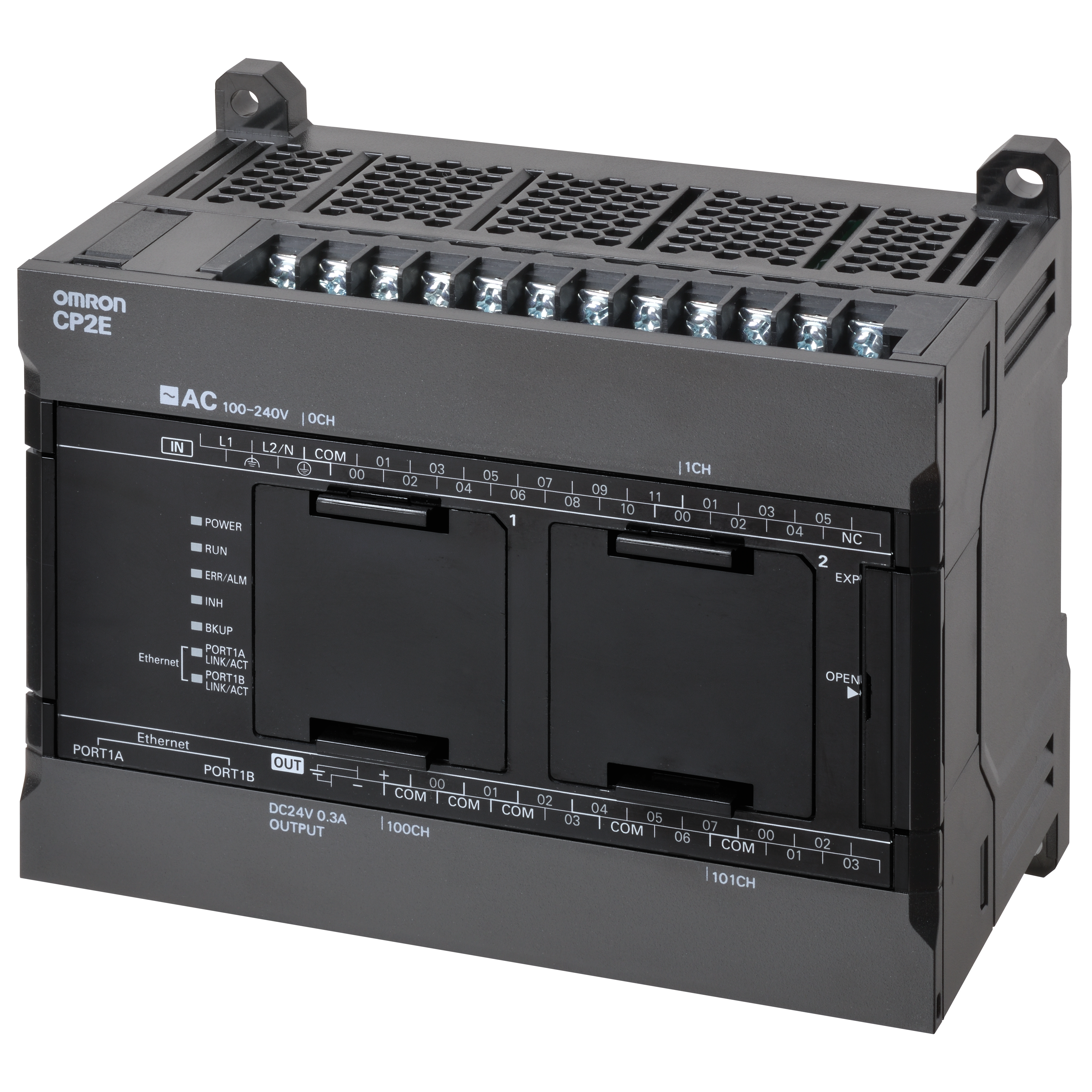 CP2E series compact PLC - Network type; 18 DI, 12DO; Relay output; Power supply 24 VD