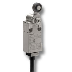 Small Safety Limit Switch, 1NC/1NO slow-action, roller plunger, 3 m cable, vertical cable exit