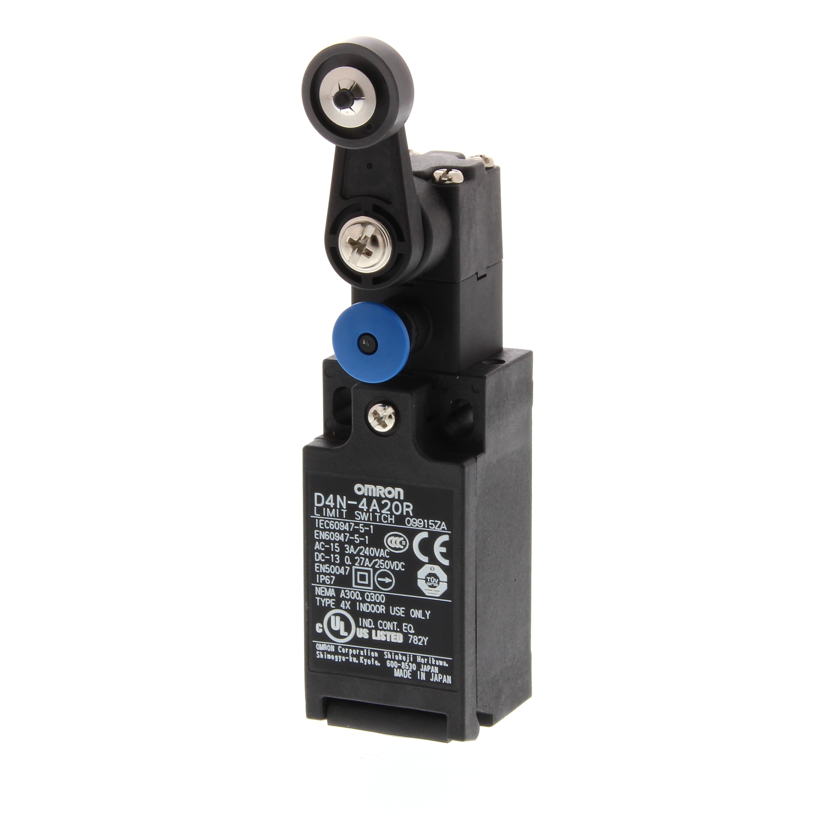 Safety Limit switch, D4N, M20 (1 conduit), 1NC/1NO (slow-action), roller lever (resin lever, resin r