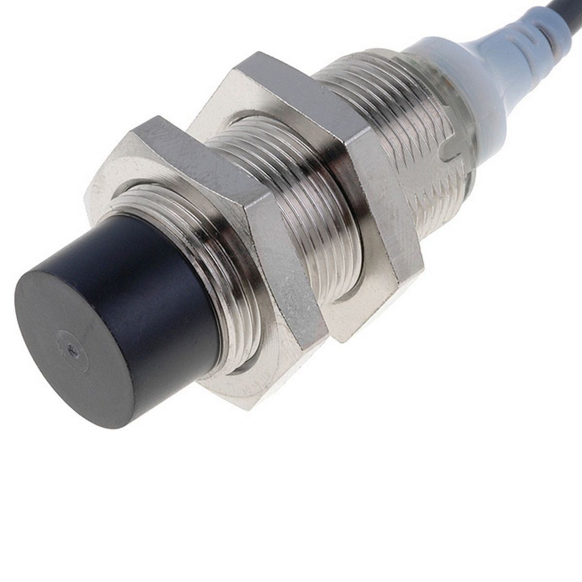 Proximity sensor, inductive, brass-nickel, short body, M18, non-shielded, 16mm, DC, 3-wire, PNP-NO,