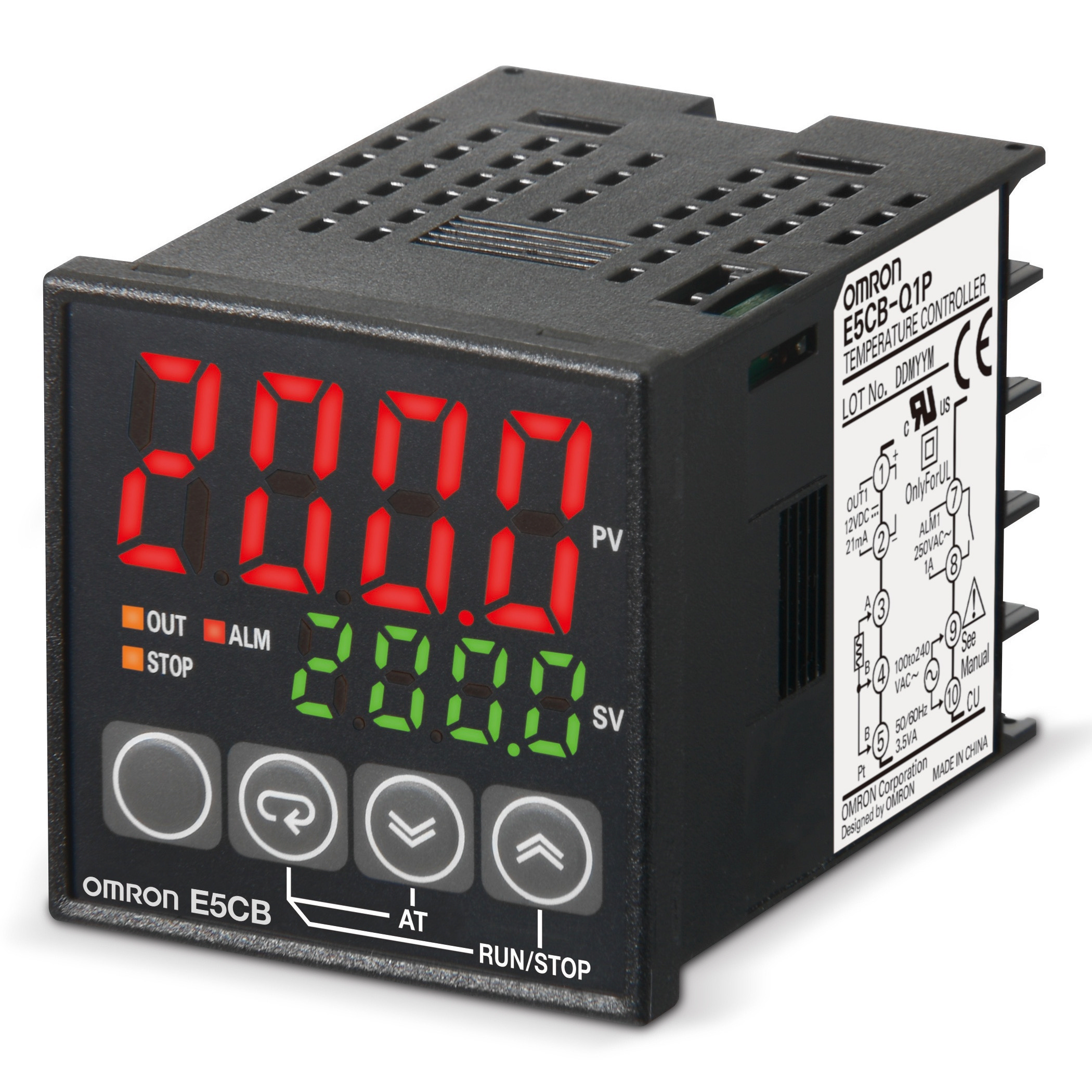 Temp. controller, LITE, 1/16DIN (48 x 48mm), 12 VDC pulsed output, Pt100 , ON/OFF or PID Control, Pt