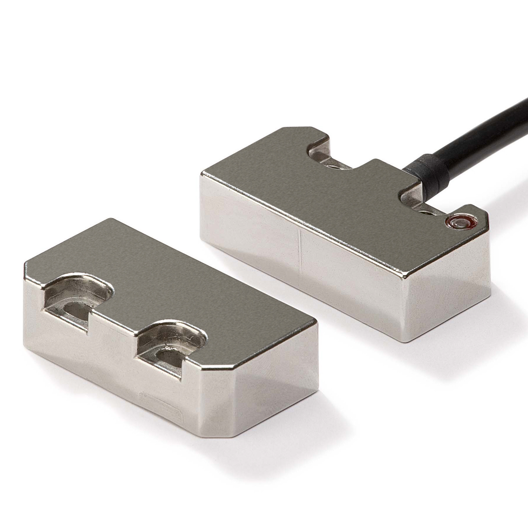 Non-contact door switch, coded, small sensor 5m, stainless steel, 2 NC contacts