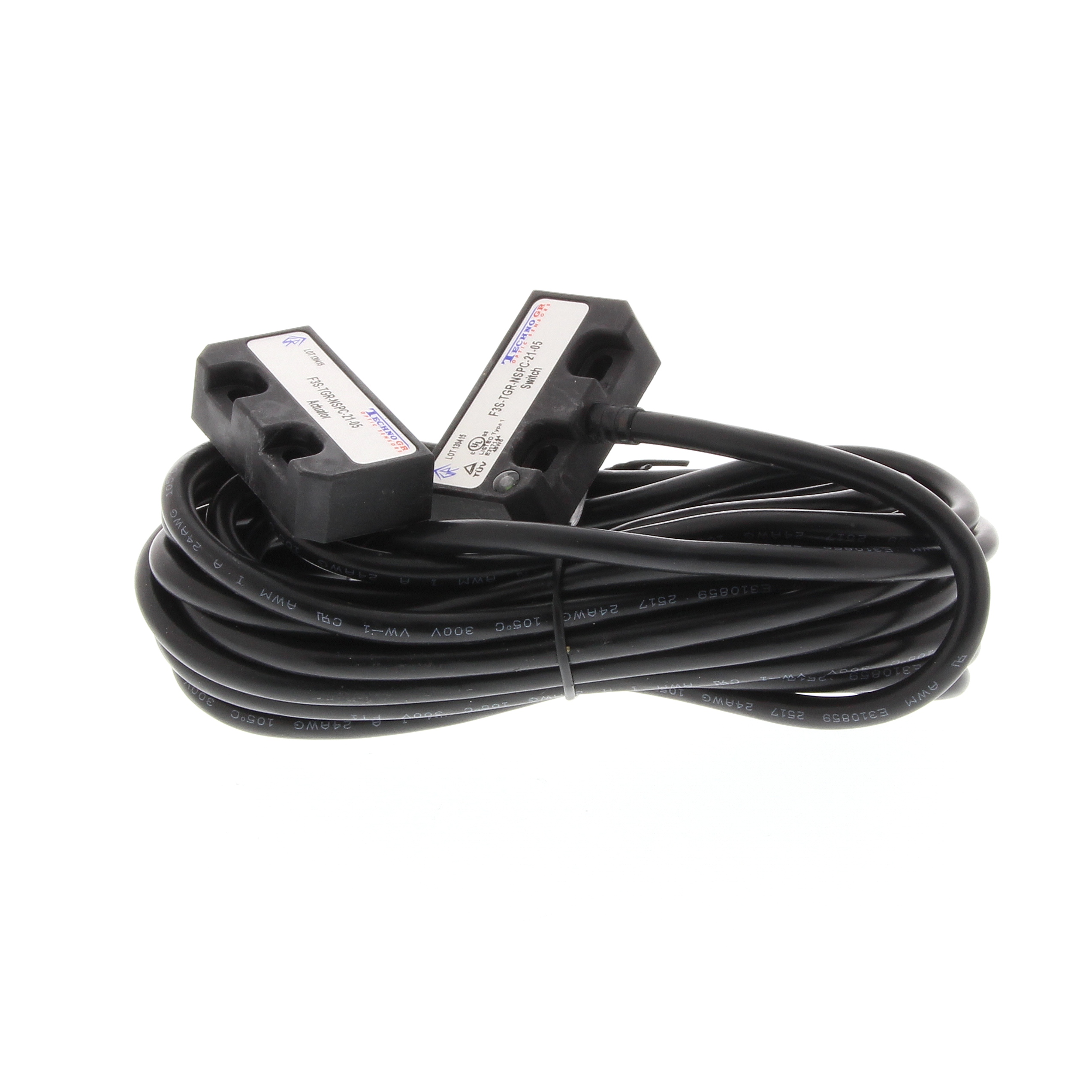 Non-contact door switch, coded, small plastic, 2NC+1NO, 10 m cable
