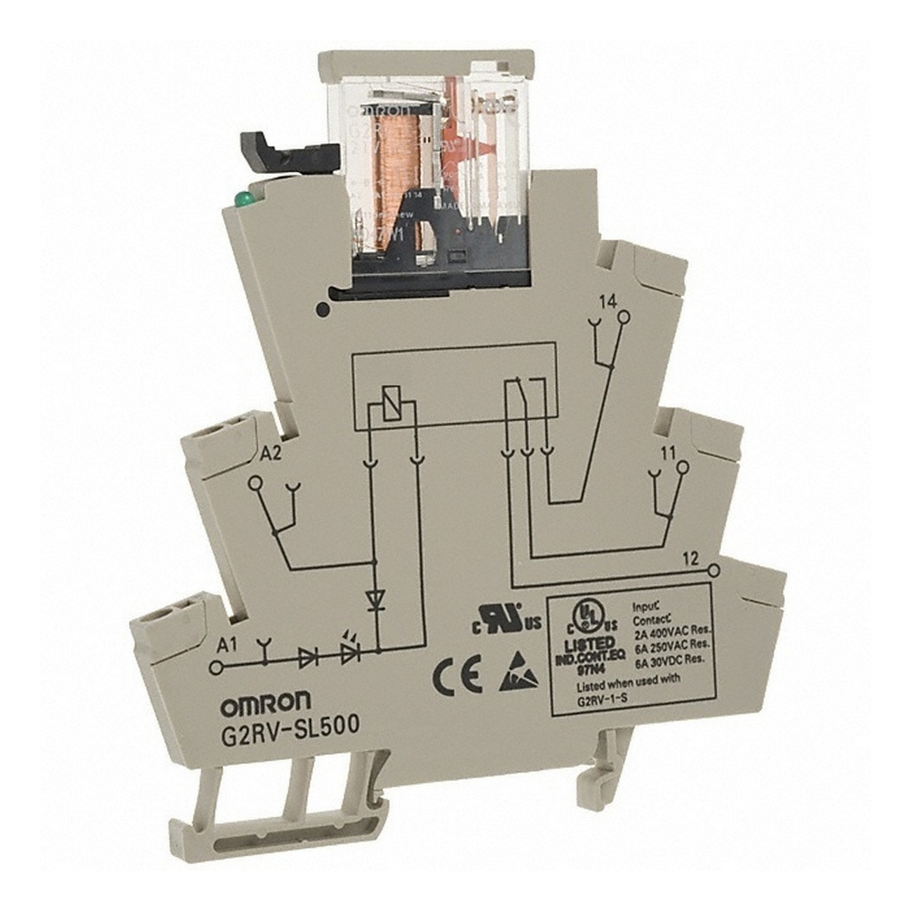 Relay, plug-in, 8-pin, DPDT, 10 A, mech indicator, test button