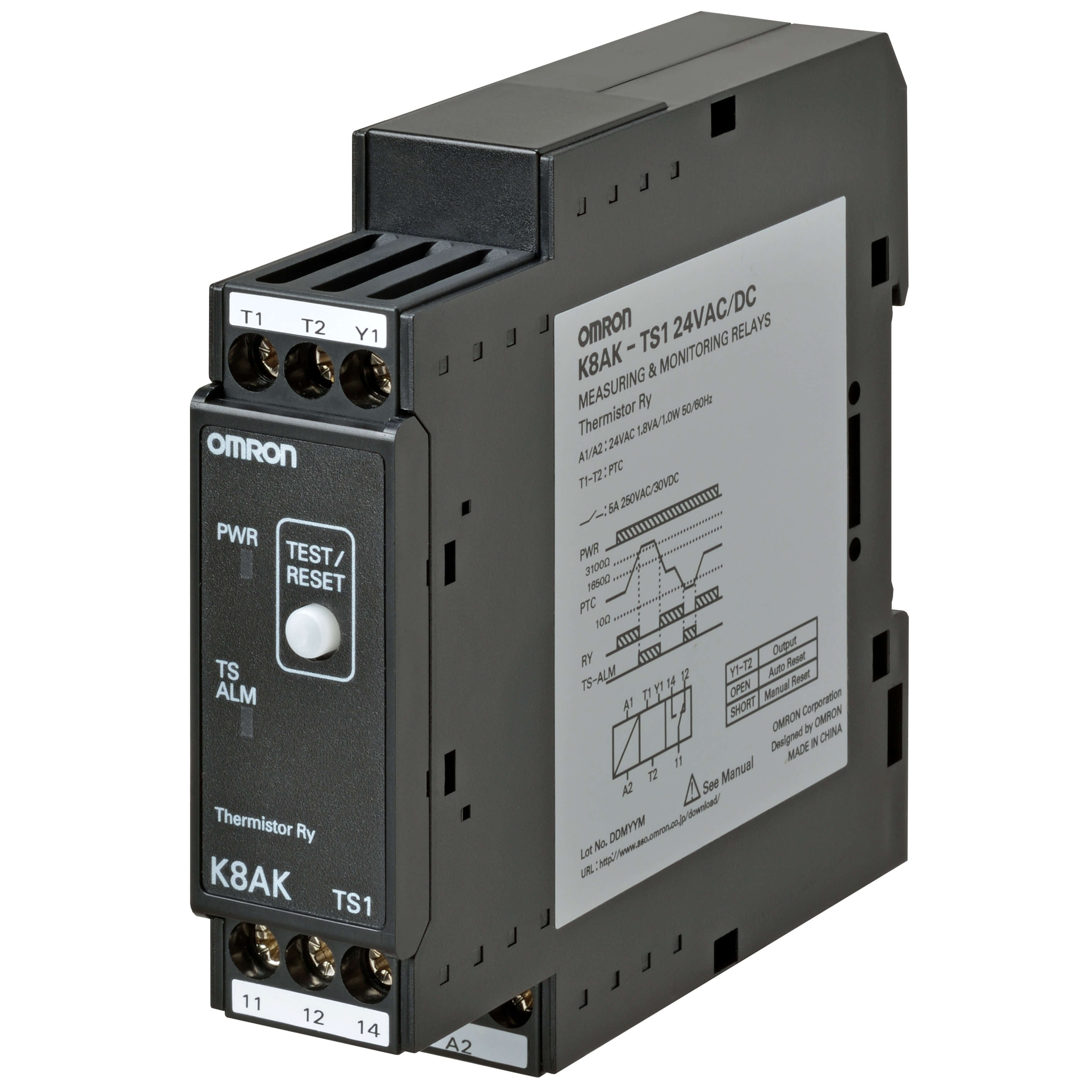 Monitoring relay 22.5mm wide, temperature monitoring, 100 to 240 VAC, one SPDT