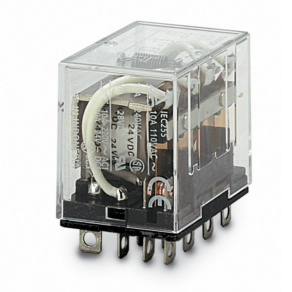 Slimline input relay (6 mm width) incl. socket, SPDT, 50 mA, rising box screw terminals, 110 VAC