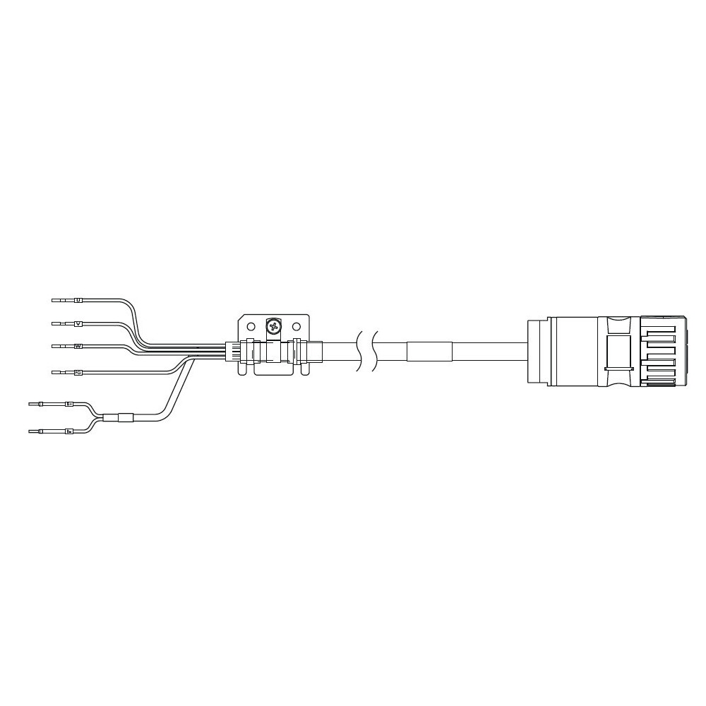 1S series servo motor power cable, 15 m, with brake, 400 V: 11 kW & 15 kW