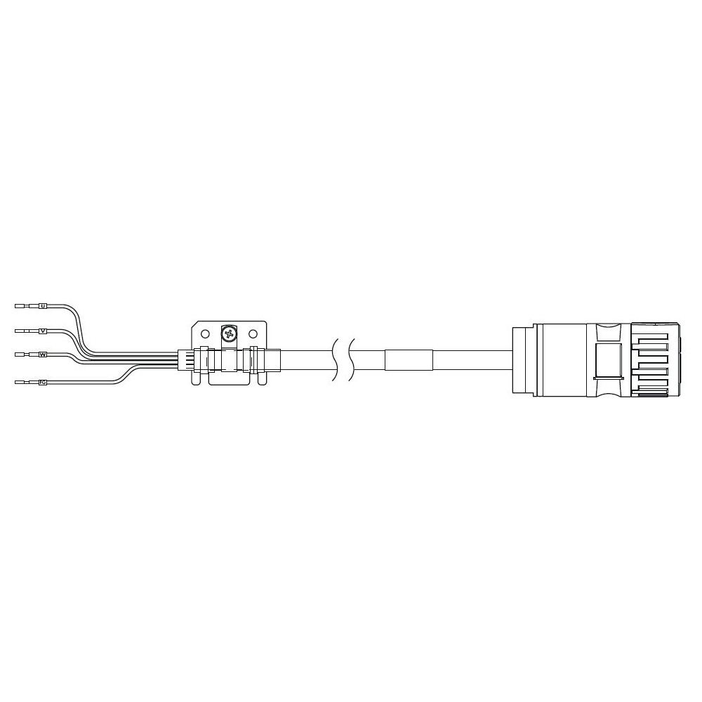 1S series servo motor power cable, 10 m, non braked, 400 V: 11 kW & 15 kW