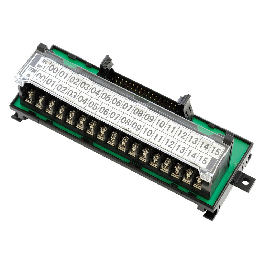 DIN-rail mounting terminal block, MIL40 socket, M3 screws, 32x IN + power, for Omron